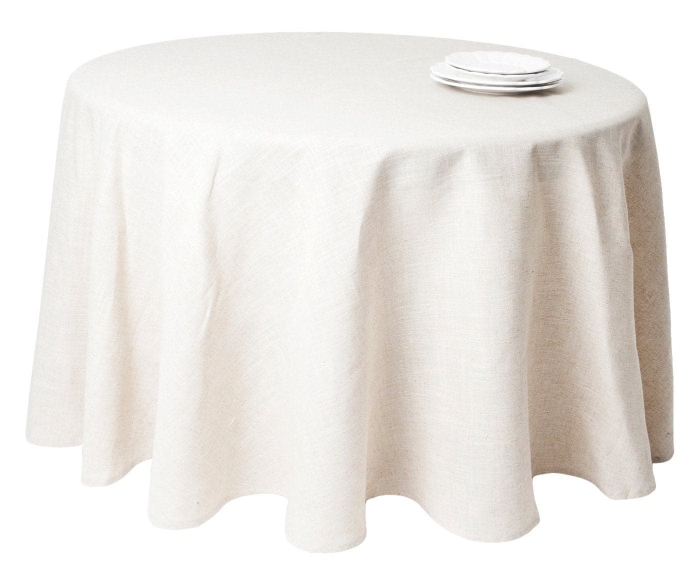 SARO LIFESTYLE Poly and Linen Blend Toscana Tablecloth with No Hemstitch Border Natural 132