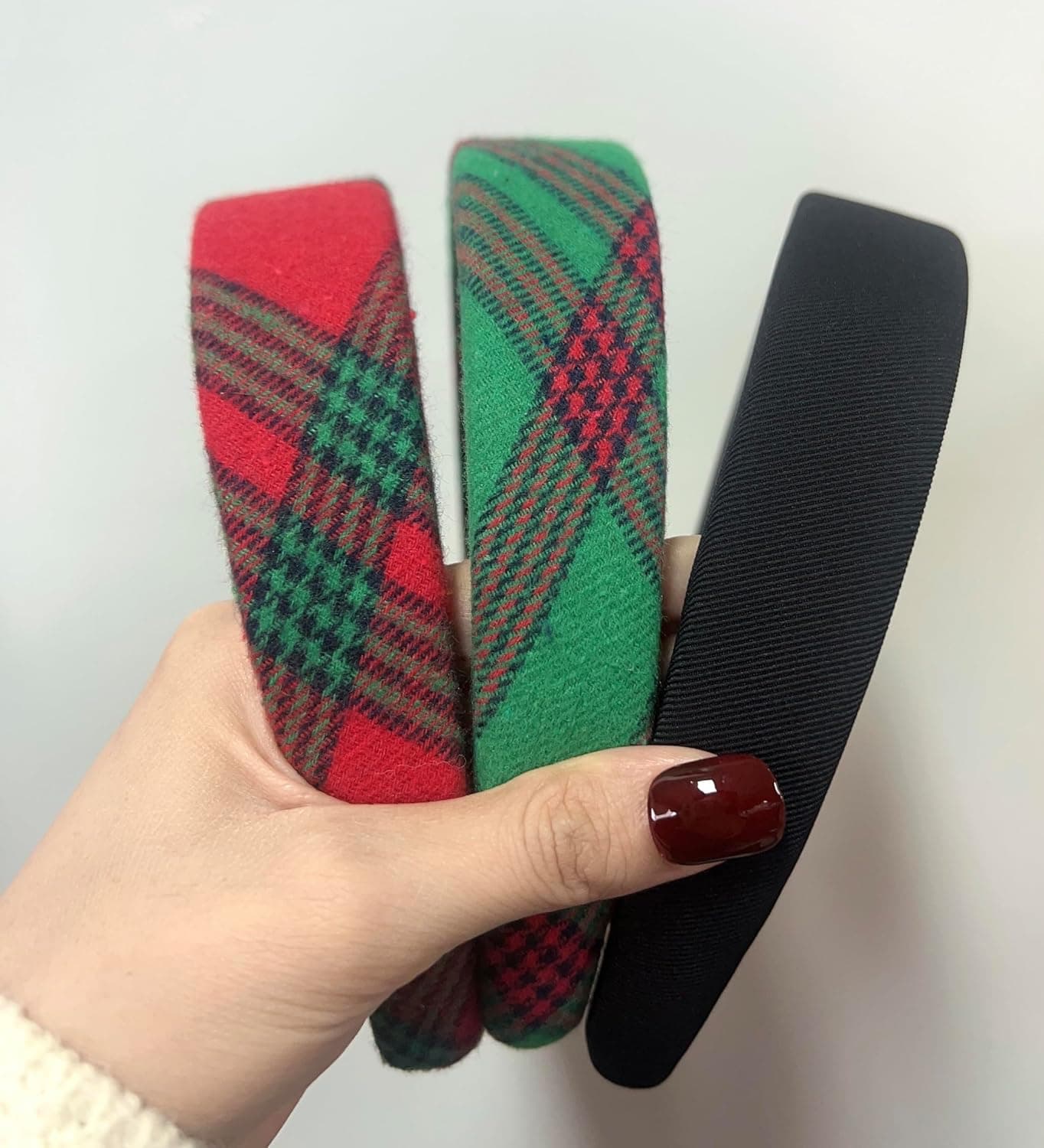 Christmas Headbands for Women Plaid Headbands Velvet Padded Headband for Womens Hair Girls Fashion Holiday Women Headbands for Hair Christmas Outfits Hair Accessories 1 Inch Thick Hair Bands