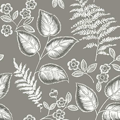 NuWallpaper NUS3143 Foliage Peel Stick Wallpaper Grey