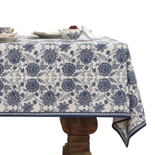 patdrea Designer Vintage Blue Rectangle Tablecloth,Linen Anti-Wrinkle Paisley Pattern Farmhouse Table Cloth,Decor Table Cover Cloth for Kitchen Dining,Christmas,Thanksgiving,55"x79"-Lantang a
