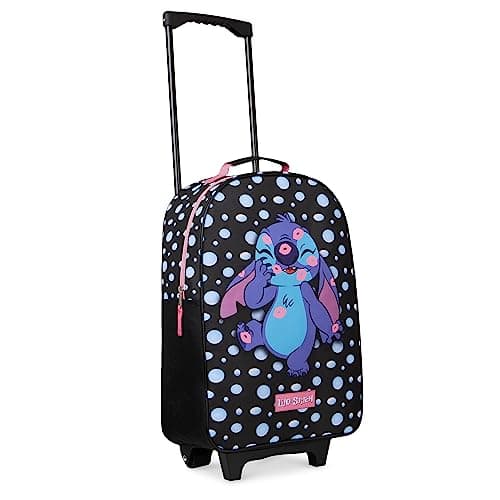 Disney Kids Rolling Luggage 160116 in 16L CarryOn Suitcase with Wheels Foldable Lightweight Travel Bag Gifts for Kids Black Stitch
