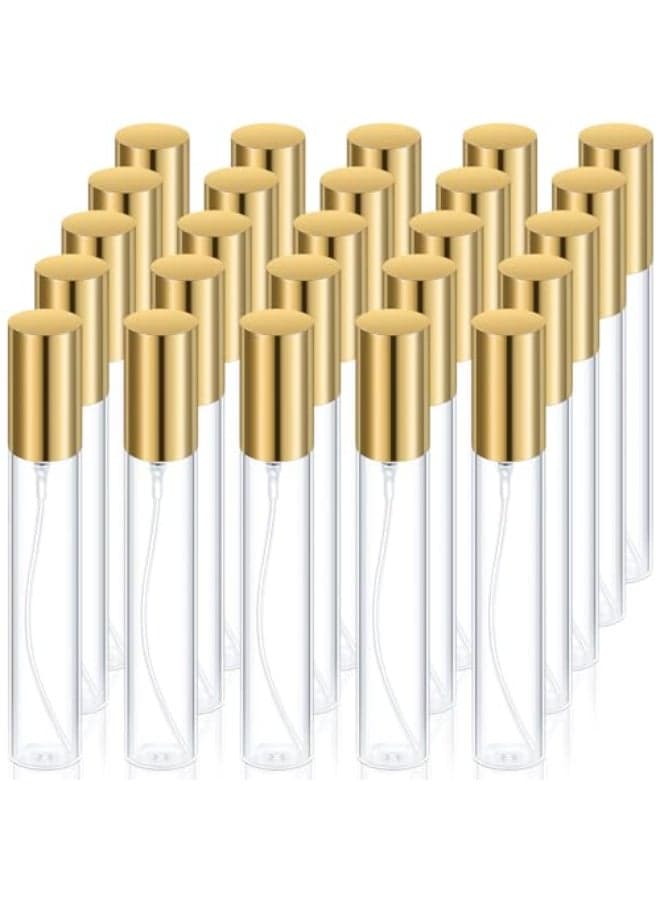 Yinder 25 Pcs 15 ml Glass Refillable Perfume Bottles Bulk Travel Empty Perfume Atomizer Sprayers Portable Spray Bottles Mini Sample Fragrance Containers Gold