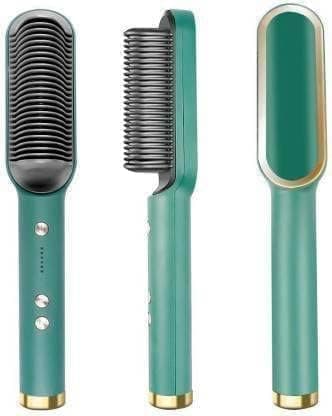 ANGENIL 2in1 Ceramic Hair Straightening Brush, Hair Straightener for Woman, Electric Hair Brush Straightener Comb for Smooth, Silky Hair - Straightener Brush with 30s Heating (Multicolored, Medium)