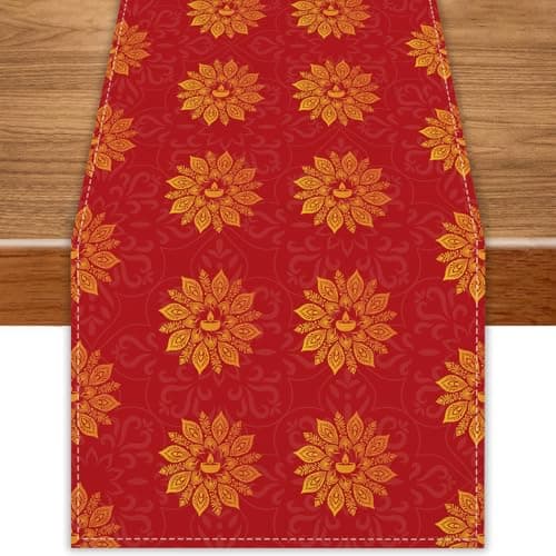 Diwali Decorations for Home Diwali Table Runner Indian Festival of Lights Decorations and Supplies for Home (13 X 72 Inch)