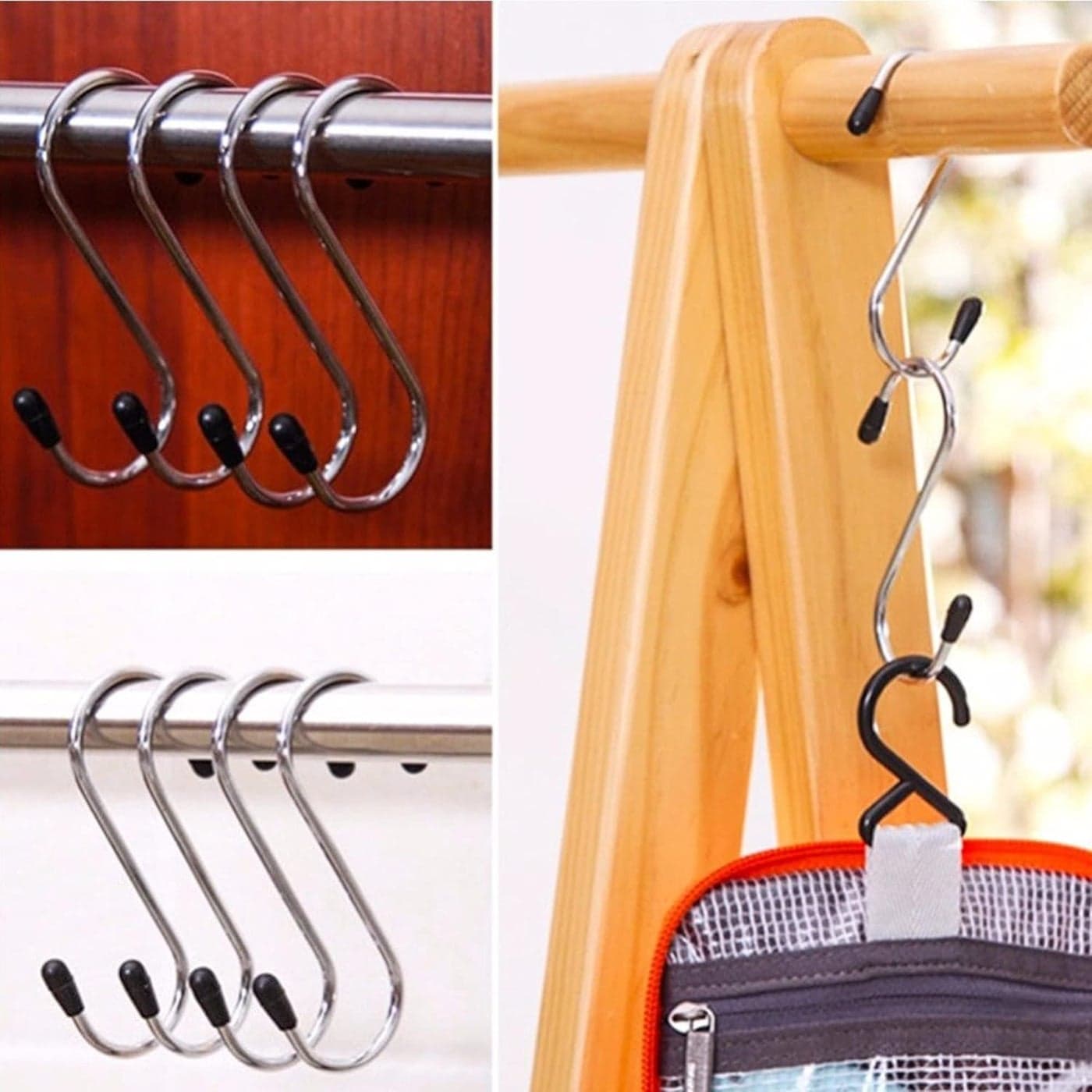 Mockery Stainless Steel S Hook for Hanging Heavy Duty S Shape Anti Rust Hangers Hooks for Hanging Pot and Pan S Hook for Kitchen Wardrobe Work Shop Bathroom Garden Office Pack of 8