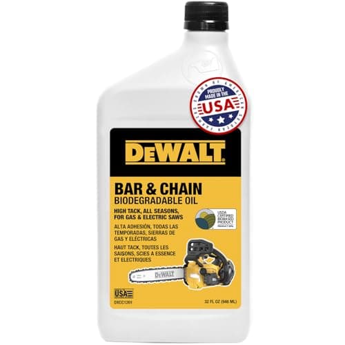 DEWALT – Biodegradable Bar & Chain Oil – Green, Eco-Friendly, Non-Toxic Professional Bar & Chainsaw Lubricant – Ultraclean All-Season Oil for Gas, Electric Saw, and Pole Saw, 32 oz