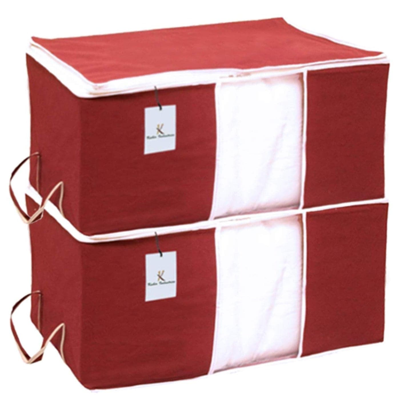 Kuber Industries Underbed Storage Bag Storage Organiser Blanket Cover Set of 2 Maroon Extra Large SizeCTLTC15236