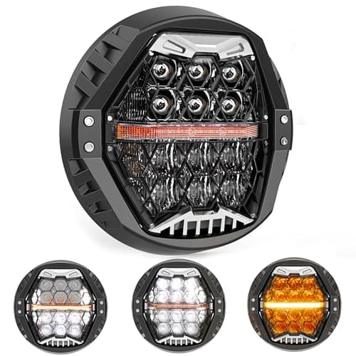 Blacksilver 1000 Bright 120W 7 Motorcycles LED Headlight with Amber Turn Signal Compatible with Road King Road Glide Street Glide Electra Glide Ultra Limited Trike Heritage Softail Fat Boy Yamaha