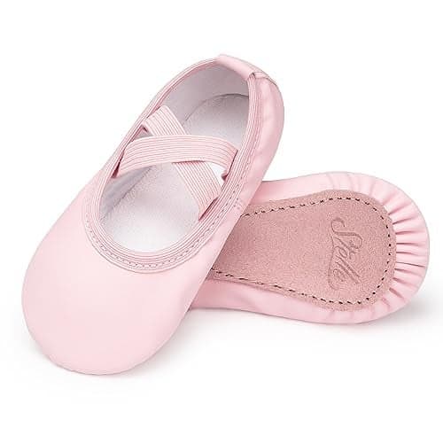 Stelle Girls Ballet Shoes Boys Toddler Soft Leather Dance Slippers for Toddler/Little Kid/Big Kid(Pink2, 9MT)