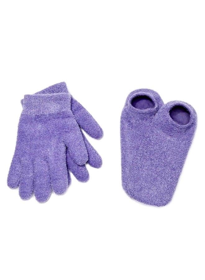 Moisturizing Gel Booties and Gloves Set - (for Dry Skin, Dry Hands, feet, Cracked Heels, cuticles, Rough Skin, Dead Skin, use with Your Favorite lotions) - 155/175-LAV/RET - Color: Lavender