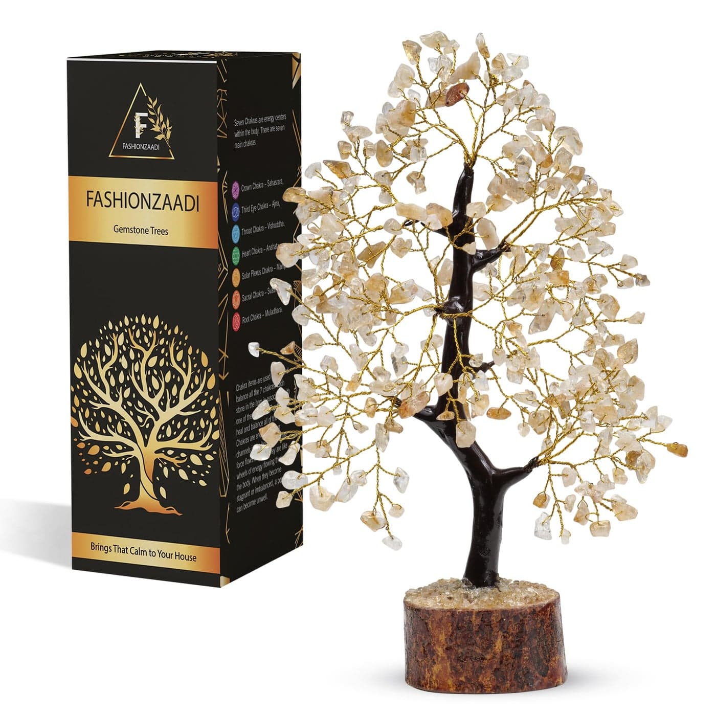 FASHIONZAADI Crystal Tree Gifts for Women Chakra Healing Citrine Crystals Handmade Money Tree of Life for Home and Office Desk Decoration Reiki Healing Good Luck Positive Energy Birthday Gifts