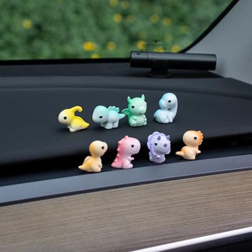 Rislobx Dinosaur Car Dashboard Decorations 8PCS Cute Dinosaur Rearview Mirror Decor Fun Car Interior Ornament Accessories