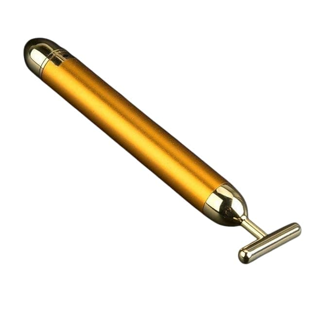 24K Gold Energy Beauty Bar Electric Vibration Facial Massage Roller Waterproof Face Skin Care Anti Wrinkle Massager for Forehead Cheek Neck Arm Leg Facial Massager Machine