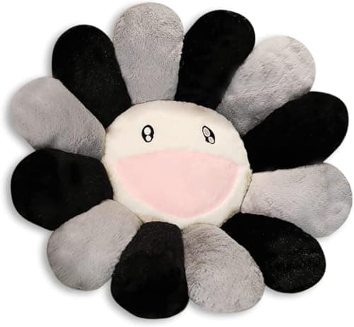 SNEPOO Smile Face Plush Rainbow Pillow Sunflower Indie Decor Plush Pillow Soft Comfortable Flower Floor Pillow for Home Reading Bed Room Decoration 40CM Grey