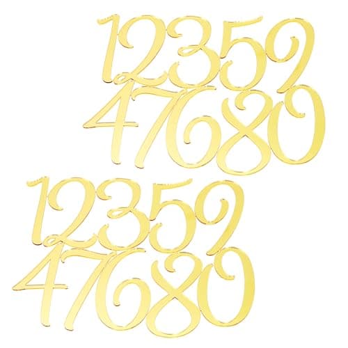 Shapenty Acrylic 09 Number Cake Toppers Picks for Birthday Wedding Anniversary Christmas Cake Decoration Party Supplies Gold 20