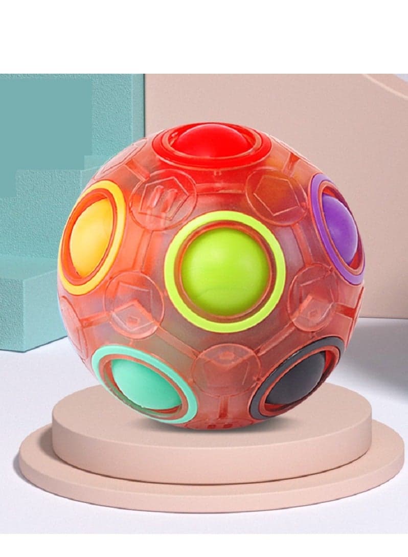 Magic Rainbow Cube 12-Hole Stress Relief Toy for Kids - Funny Decompression Ball Gift - Best Magic Cube for Children - Educational Play Toy - Durable Plastic Construction - Perfect