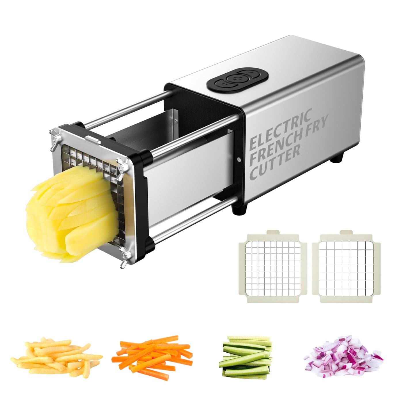 SIXRARI Electric French Fry Cutter Automatic Potato Cutter Stainless Steel with 12 38 Inch BladeVegetable CutterCommercial and Household Potato Slicer Use for Potatoes Onion Cucumbers