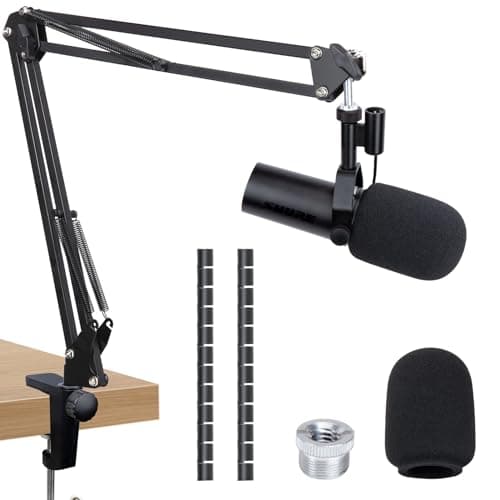 SUNMON Shure SM7dB Boom Arm Mic Stand - Mic Boom Arm with Foam Mic Cover Compatible with Shure SM7dB, Adjustable Microphone Arm with Cable Sleeve By SUNMON