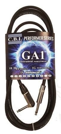 CBI GA1 1/4" to 1/4" Right Angle Guitar Instrument Cable, 25 Feet