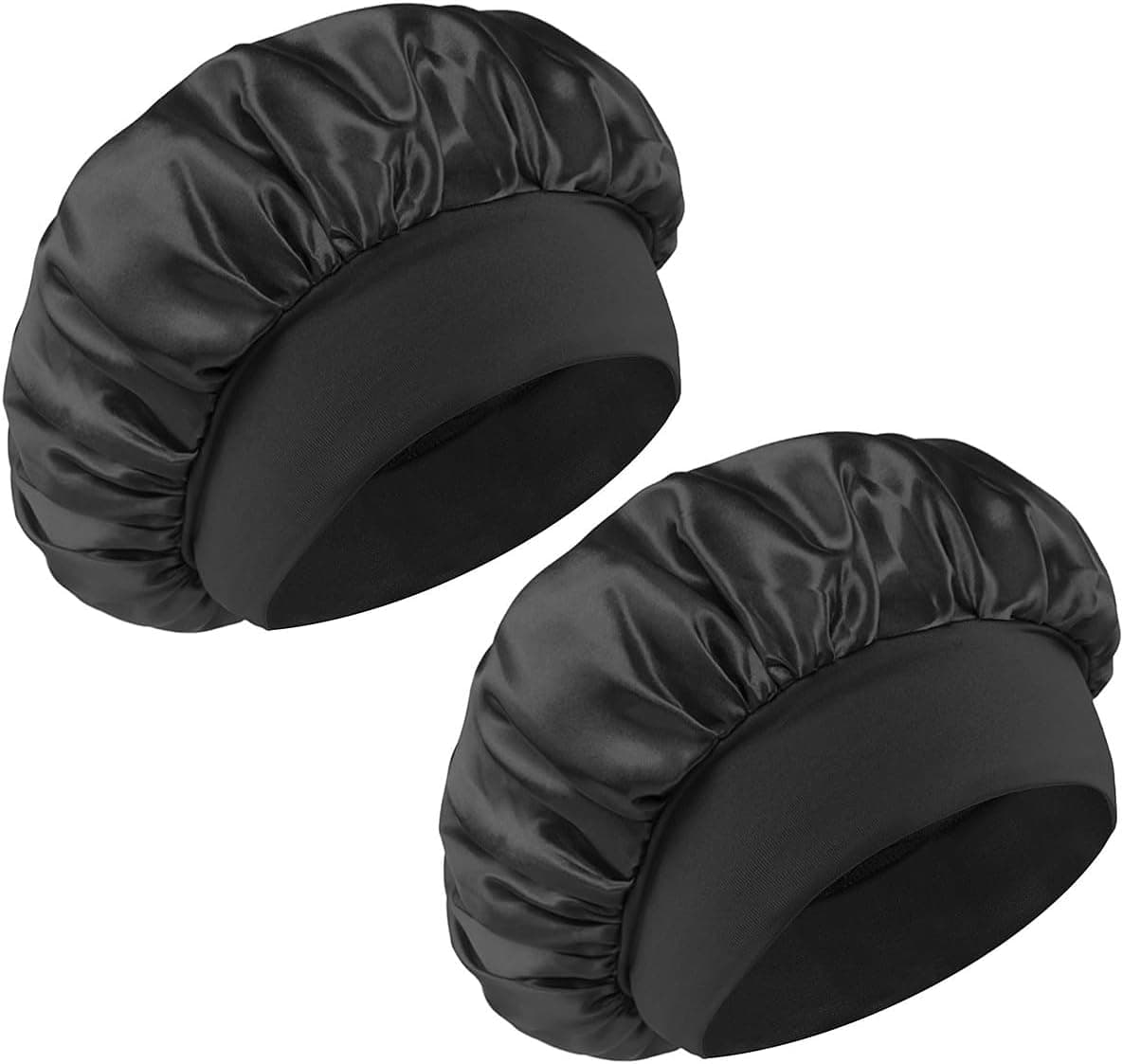 Mecool 2 Pcs Adjustable Shower Caps for women Reusable Satin Hair Bonnet for Sleeping Elastic Bathing Shower Cap for Long Hair Shower Accessories for Women Night Hair Cap Bath Hair Bonet