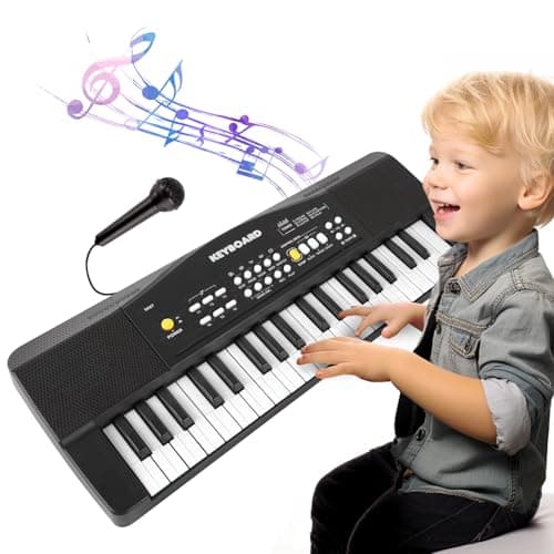 Toy Piano Keyboard for Kids Upgrade Electric Pianos Toys for 3 4 5 6 7 8 Year Old Girls Boys Beginners Keyboards with Microphone Toy for 3 Year Old Kid Gifts Black