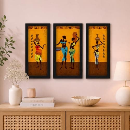 LIFEHAXTORE® Xtore African Women Art Framed Painting |UV Textured | Ready to Hang (Wood, 24 inch x 18 inch)