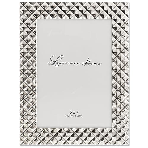 Lawrence Frames Metal Frame, Diamond Pattern, Silver, 5x7