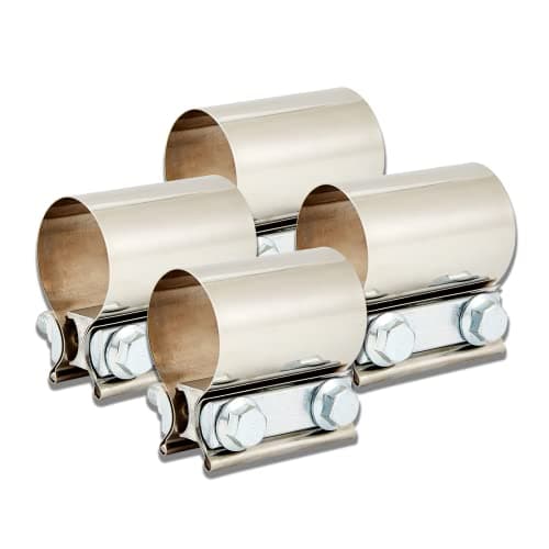 Butt Joint Band Clamps,Exhaust Muffler Clamp Exhaust Pipe Clamps Sleeve Stainless Steel (4, 1.5'')