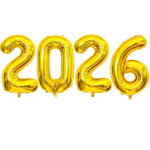 2026 Gold Balloons 40 Large Gold 2026 Balloons Helium Mylar Foil Balloons for 2026 New Year Christmas Graduation Party Decoration
