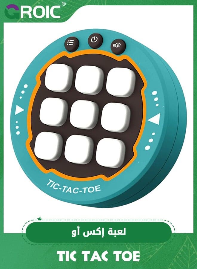 Electronic Tic Tac Toe Game, 3-in-1 Handheld Puzzle Game Console, Portable Tic Tac Toe Game, Fidget Toys Classic Board Game for Kids and Adults (Green)