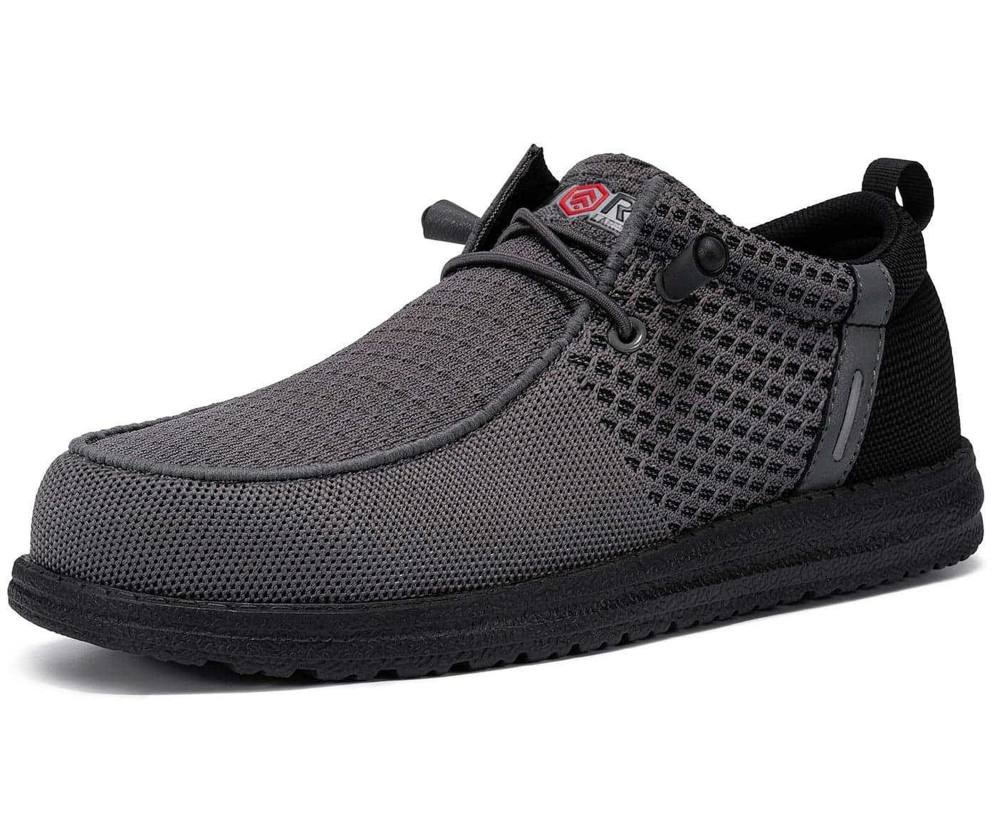 LARNMERN Slip On Steel Toe Shoes Men Lightweight Comfortable Lounging Walking Sneakers Safety Work Steel Toe Loafers (9 Men, Dark Gray)
