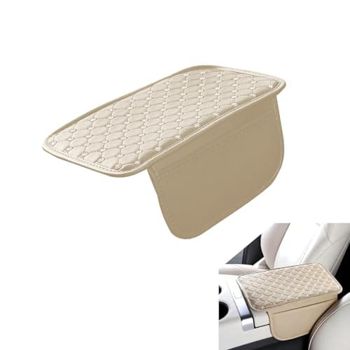 Foelony Car Center Console Cover Leather Waterproof Armrest Cover Protector with 2 Side Storage Bags 787 x 118 Comfort AntiSlip Armrest Seat Box Pad Universal for Most Cars Beige