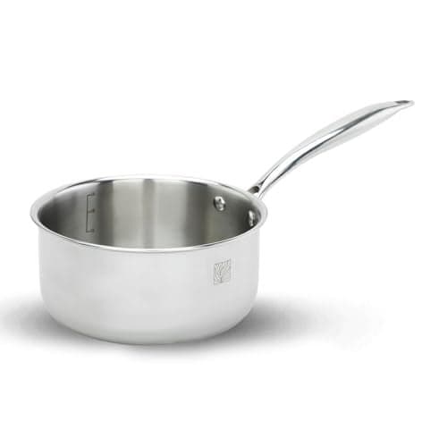 Earthy Fables Triply Stainless Steel Saucepan, Milk Pan/Tea Pan/Chai Pan, 18cm, 2.2Ltr, 1kg, Food Safe, No Chemical Coating, Easy to Clean & Rust Resistant, Stove & Induction Bottom