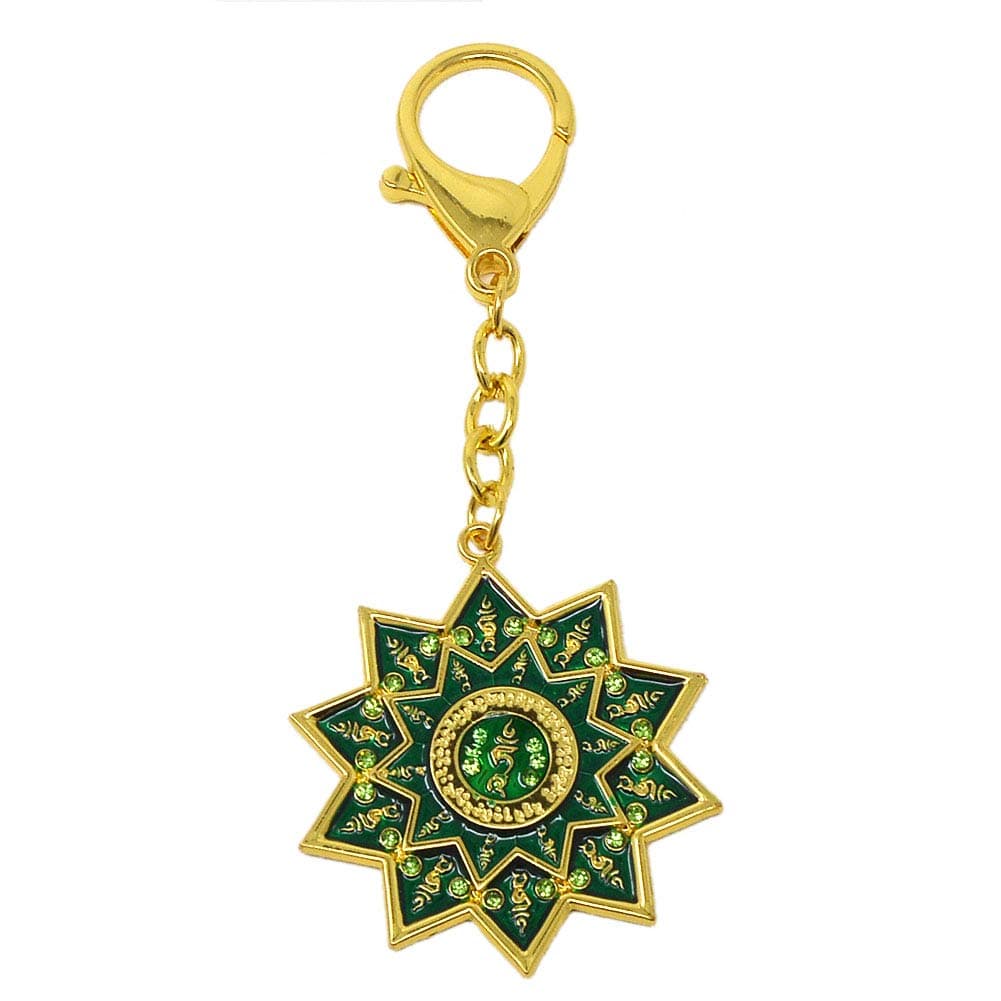 Feng Shui Green Tara Protection Wheel Brooch Keychain W4134