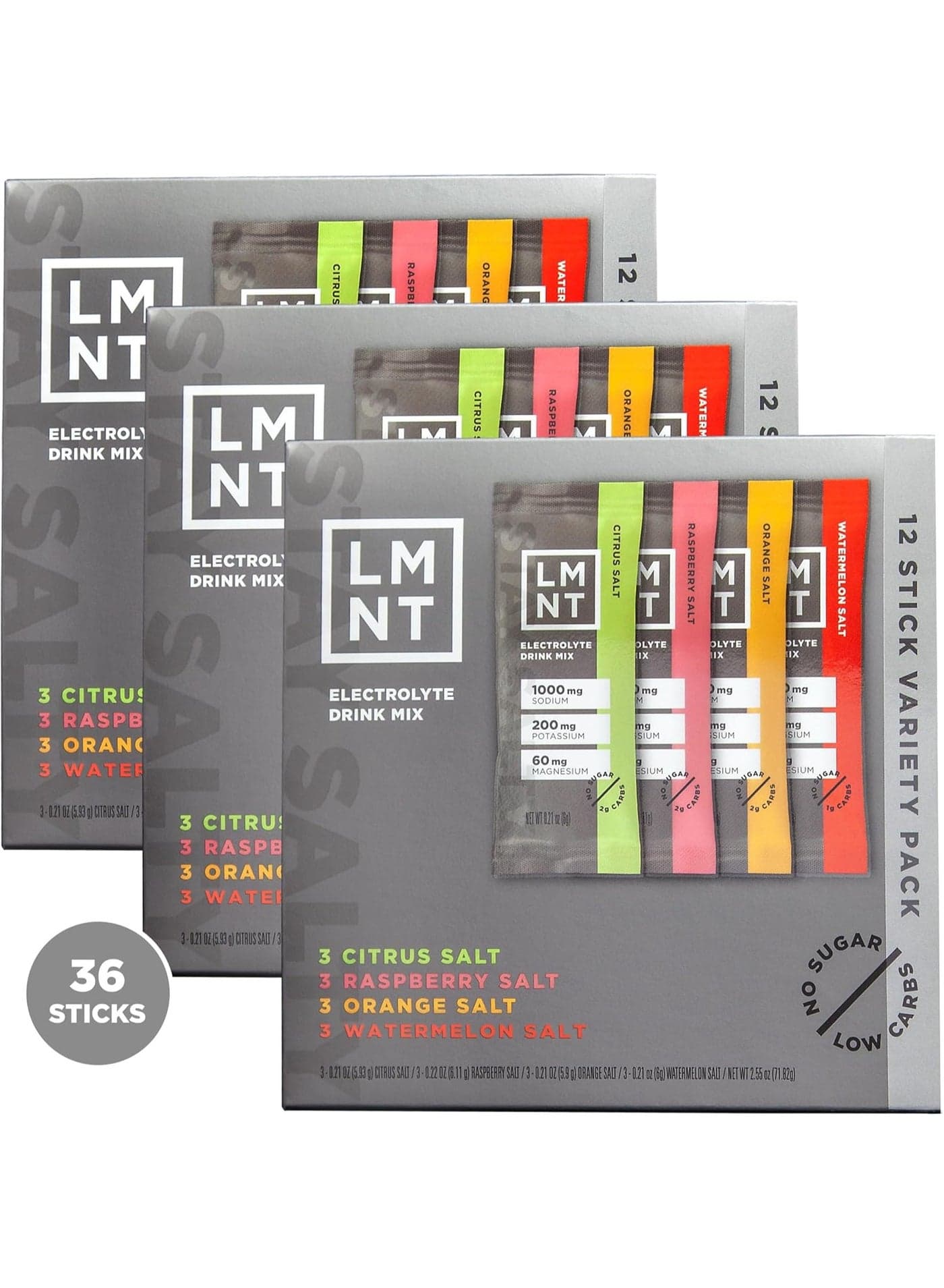 LMNT Zero-Sugar Electrolytes - Variety Pack Bundle - Hydration Powder Packets | No Dodgy Ingredients | Keto & Paleo Friendly | 36 Sticks