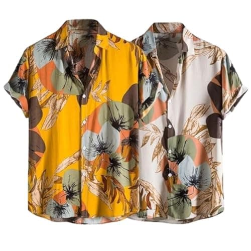 Leriya Fashion Shirt for Men | Mens Casual | Man Stylish | Printed | Men's Regular Fit | Formal | Man's Solid Slim Fit | Short Sleeve | Trendy | Summer-Button Down (Available in Plus Size and Combo Pack of 2)