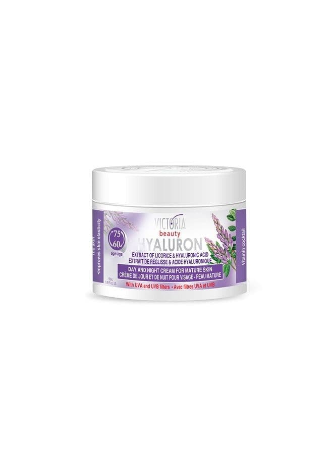 Hyaluron Anti-Wrinkle Cream with Licorice Extract - for Mature Skin (Age 60+) - Intensive Natural Cream for Day & Night With UV Filters
