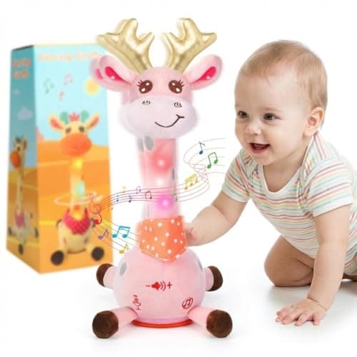 Dancing Giraffe Musical Plush Toy Recording Repeating Talking Giraffe Baby Toy for 612 Months Interactive Singing Stuffed Animal Birthday Gift for Grandkids Infants ToddlersPink