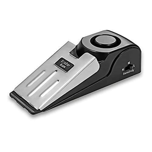Mengshen Mini Wireless Vibration Triggered Wedge Shaped Door Stopper Alert Home Security System Door Stop Alarm Block Blocking System Black(Pack of 1)