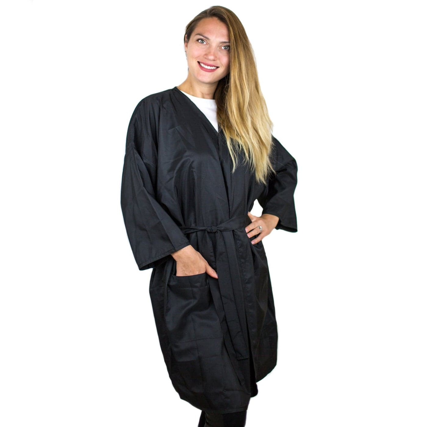 Hair Salon Smock with Pocket Black Client Wrap Gown Cutting Robe Client Gown Salon Salon Client Gown Robes Stylist Gown Spa Gown Haircut Gown