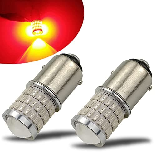 iBrightstar 9-30V Flashing Strobe Blinking Brake Lights 1157 2057 2357 7528 BAY15D LED Bulbs with Projector Replacement for Tail Brake Stop Lights, Brilliant Red