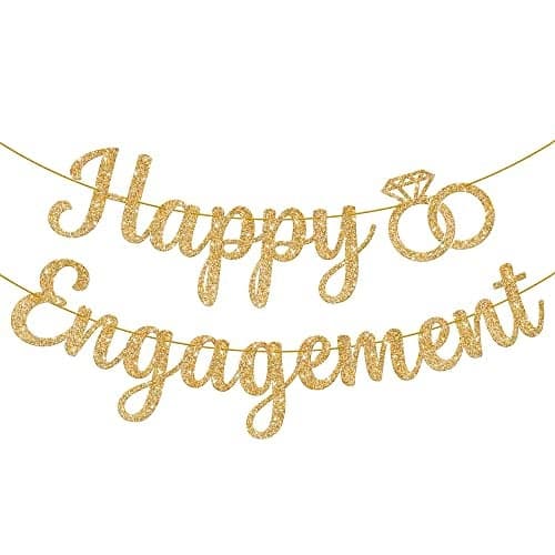 KatchOn, Gold Glitter Happy Engagement Banner - 10 Feet, No DIY | Engagement Party Decorations | engagement Party Banner | Engaged Banner, Bachelorette Party Decorations