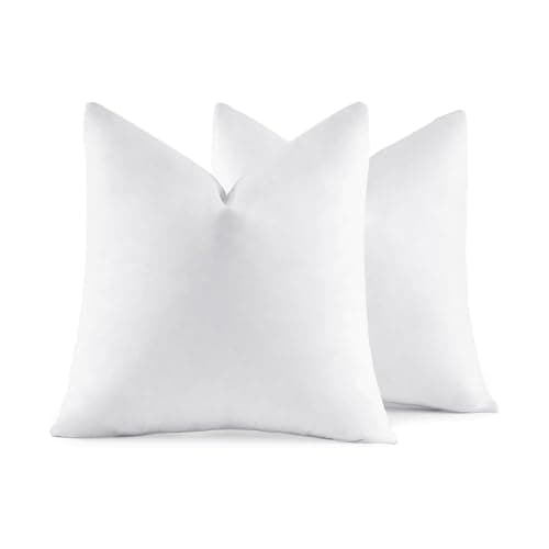 MIULEE 22x22 Pillow InsertsSet of 2 Down Feather Throw Pillows for Couch Sofa Bed Decorative Fluffy Throw Pillow Inserts Cotton FabricWhite