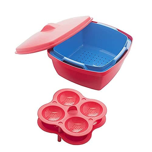 Tiles Palace ® Microwave & Dishwasher Safe Plastic Idli Makers - Makes 8 Idlis Vegetable Steamer and Rice Cooker (Multicolour)