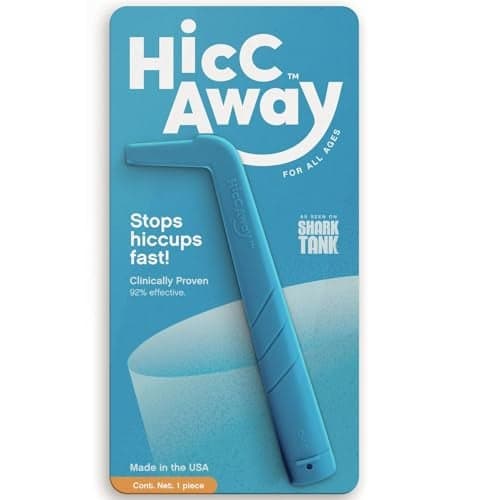 HICCAWAY Hiccup Straw - Stops Hiccups Naturally & Fast - As Seen On Shark Tank - Clinically Proven Relief for All Ages, Children & Adults - Safe, Lightweight, & Reusable Blue 1 Pack
