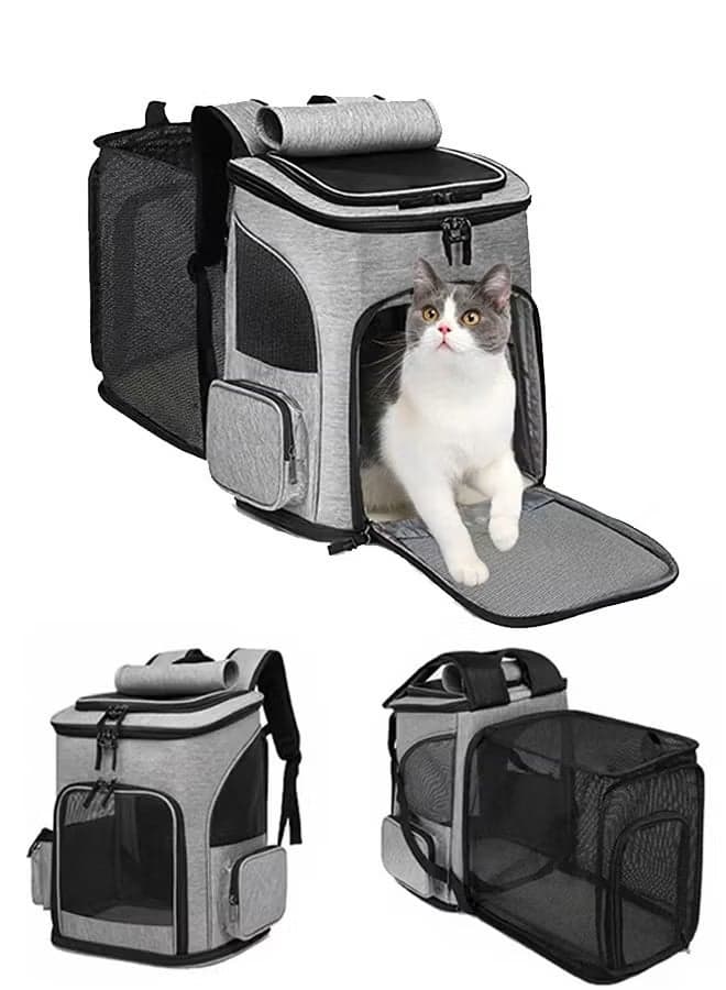 Cat Backpack Carrier - Expandable Mesh Breathable Foldable Pet Travel Bags for Small Dogs Cats