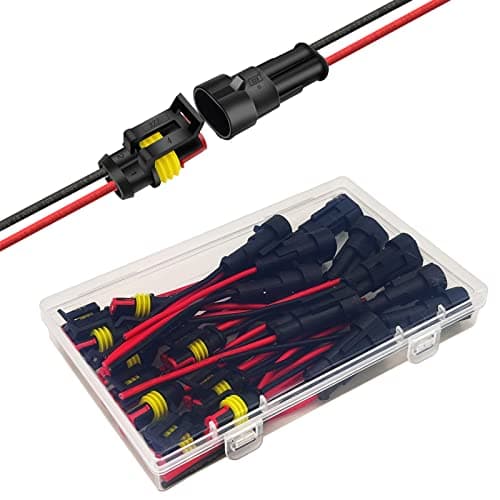 Twippo 18 AWG 2 Pin Waterproof Connector 2 Pin Automotive Electrical Connectors Quick Disconnect 2 Wire Connectors with 18 Gauge Wire 10 Kits