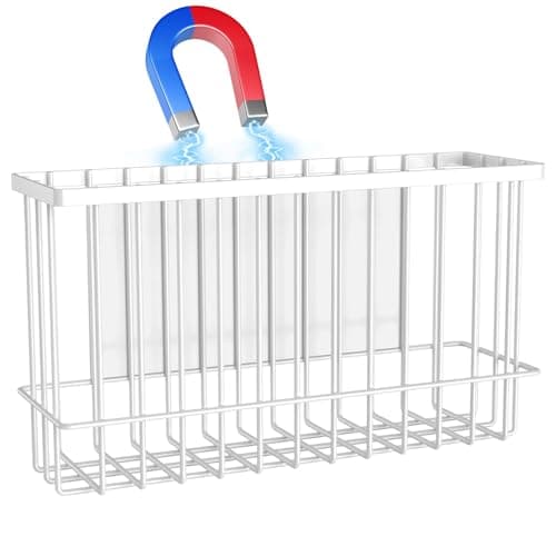 NiHome Magnetic Metal Basket Organizers, 2PCS Medium & Small, Versatile Storage for Kitchen & Office Holds Up to 14 lbs, Easy Attach to Refrigerator or Any Magnetic Surface(White)