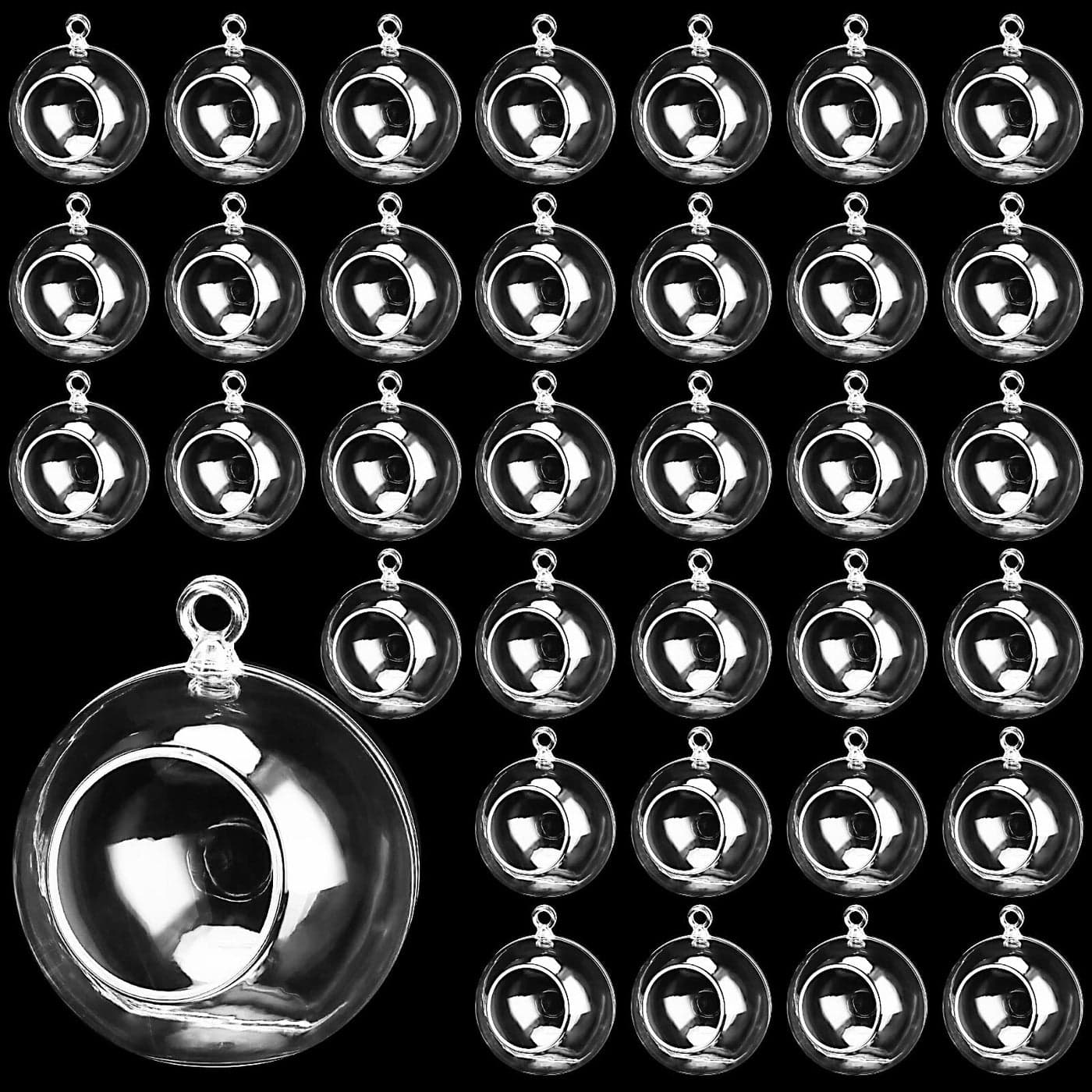 MANCHAP 60 PCS 315 Inch80mm Clear Acrylic Hanging Globes Balls Fillable Air Plant Holder for DIY Art Wedding Garden Decoration