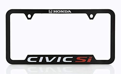 Honda Civic Si Wordmark Black ABS Plastic License Plate Frame Holder UV Printed 2 Hole Black